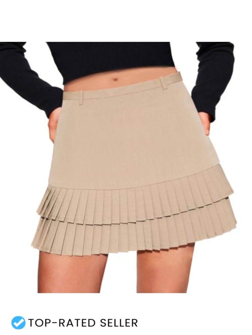Womens Pleated Mini Skort High Waisted A-Line Zipper Y2K Party Club